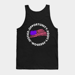 Justice Opportunity Equity Freedom US Flag Retro Vintage Tank Top